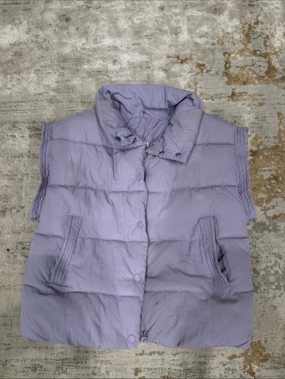 Zara Pastel Lavender Quilted Puffer Vest